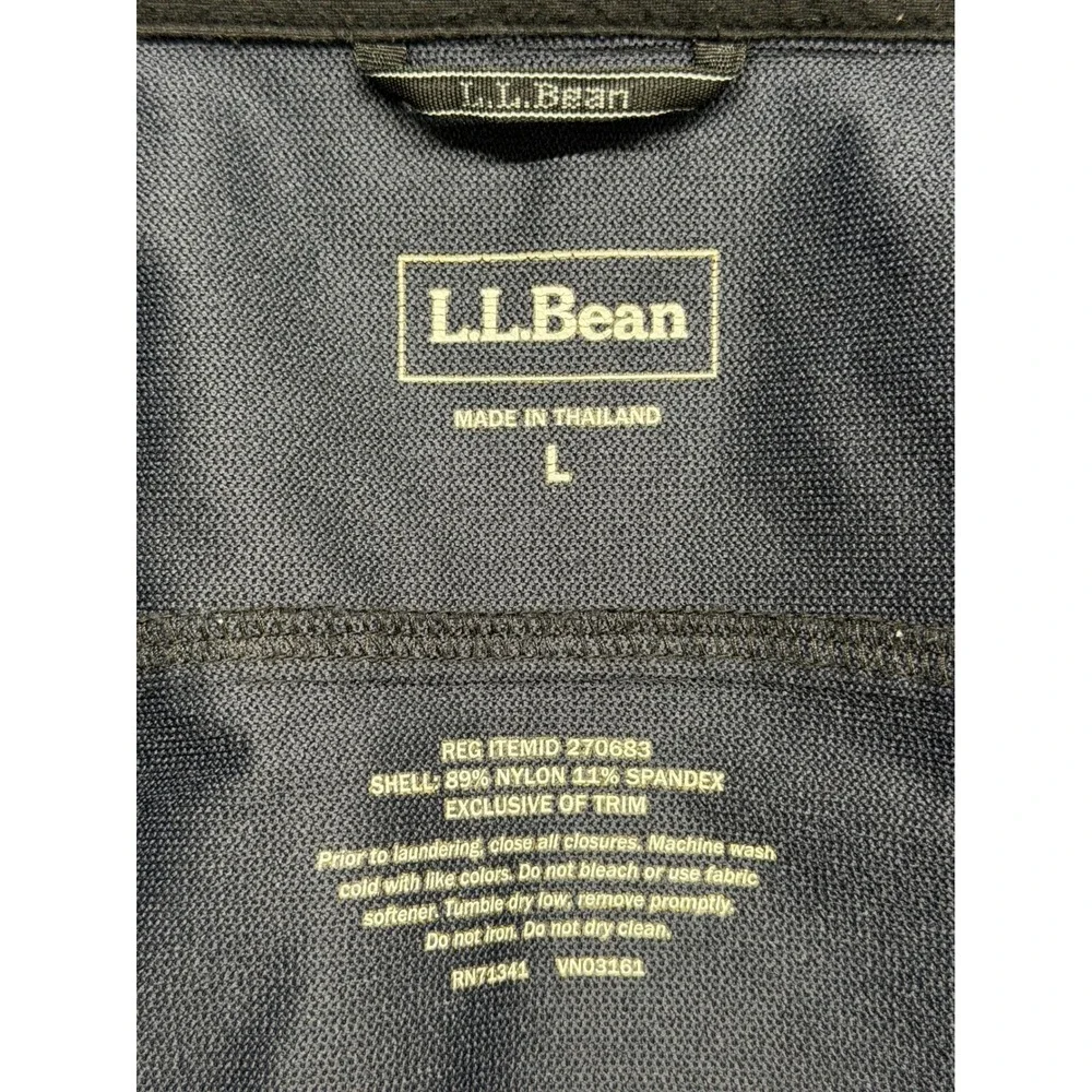LL Bean Mens Discovery Softshell Jacket Navy Blue Full Zip Stretch Large 270683